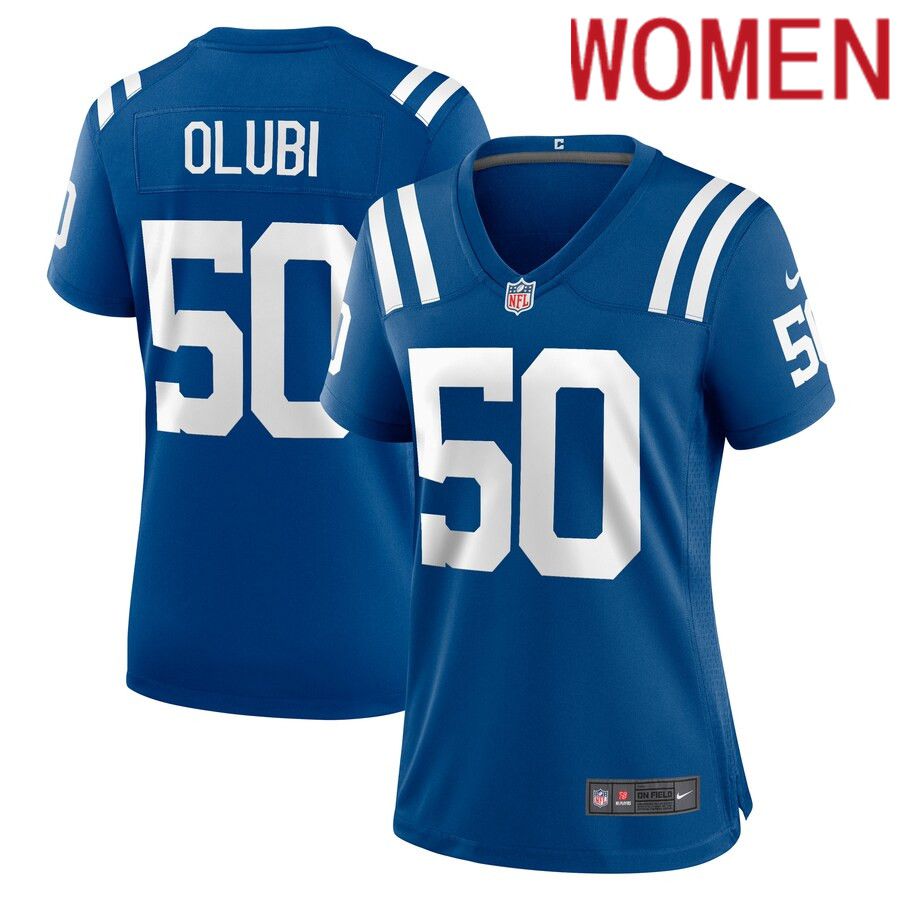 Women Indianapolis Colts #50 Segun Olubi Nike Royal Game Player NFL Jersey->women nfl jersey->Women Jersey